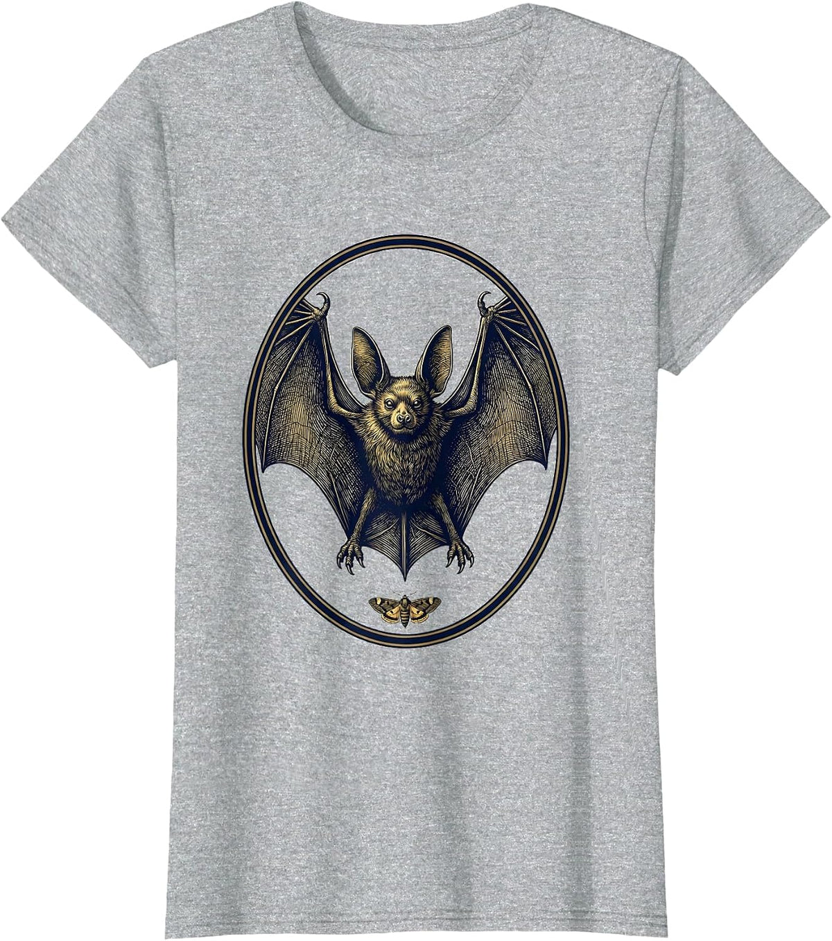 Bat Crest Vintage Nature Bat Lover Halloween T-Shirt - Heather Grey