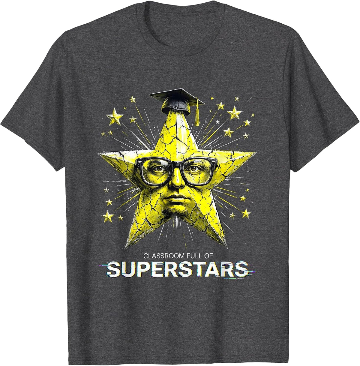 Classroom Full of Superstars 3rd Grade Teacher T-Shirt - Dark Heather Grey