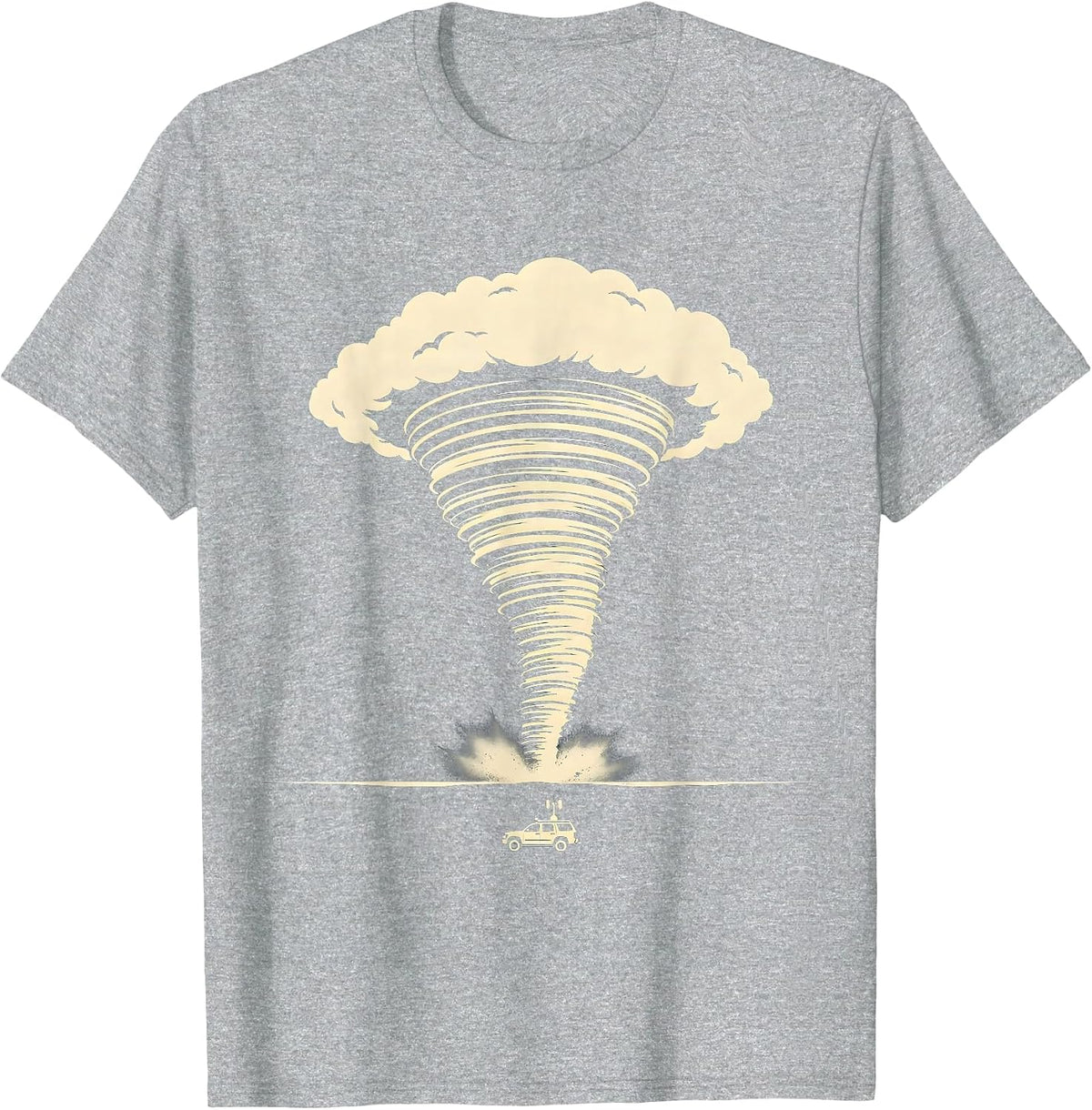 Men's Towering Tornado Funnel Silhouette Storm Chaser Meteorology T-Shirt - Heather Grey