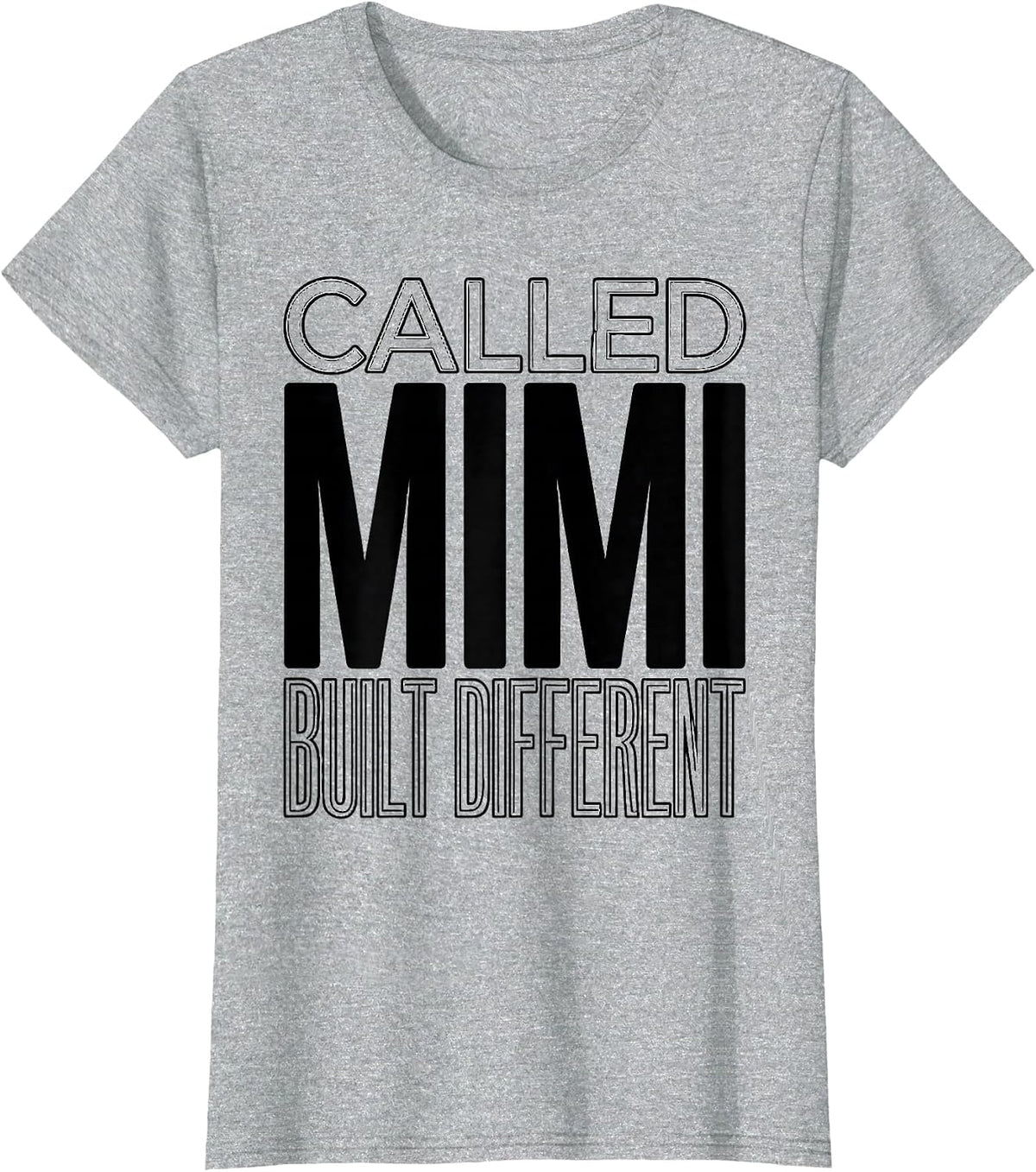 Women's Called Mimi Built Different Grandmother Design T-Shirt - Heather Grey