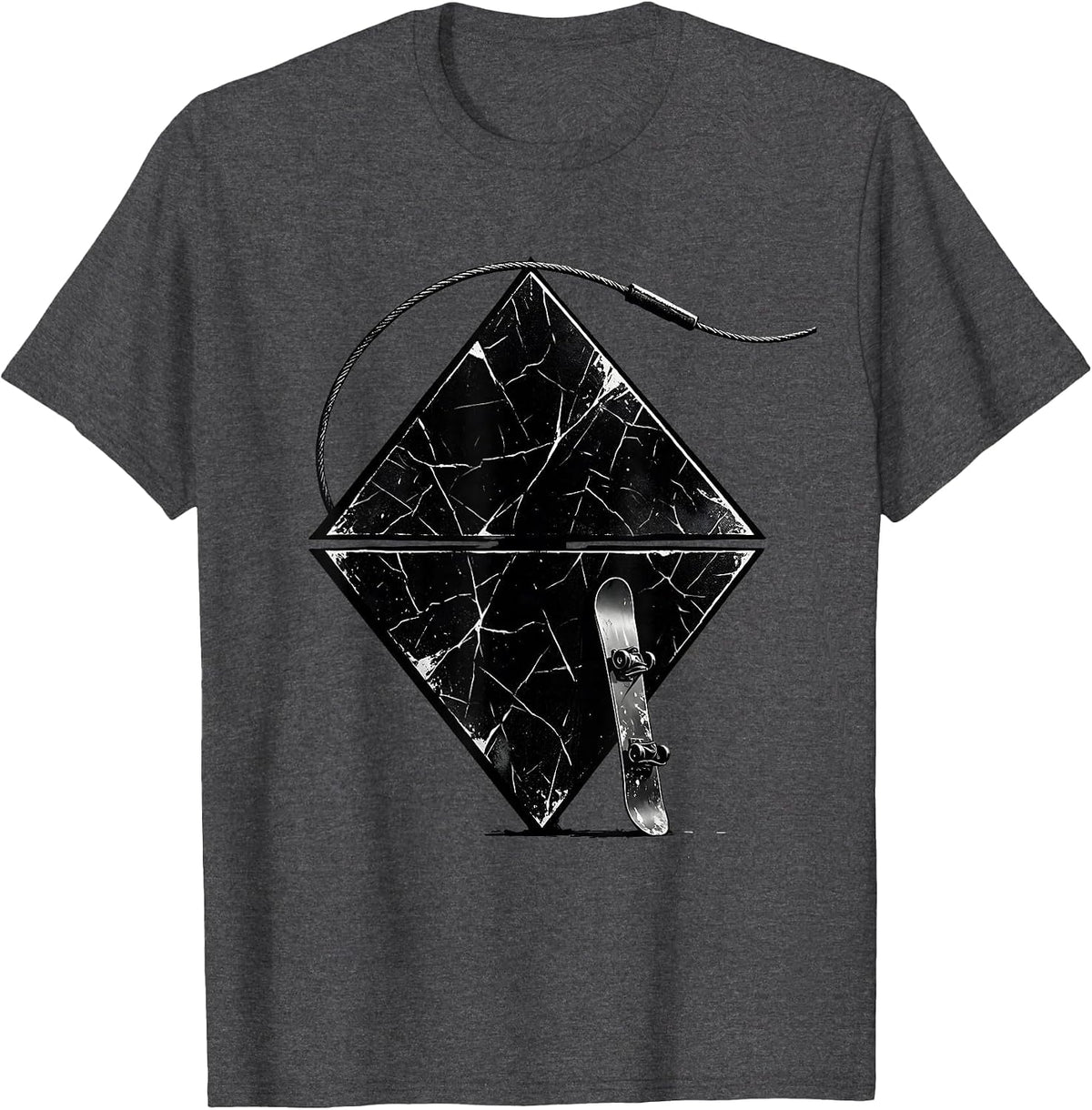 Double Black Diamond Snowboard Ski Humor Gift T-Shirt - Dark Heather Grey