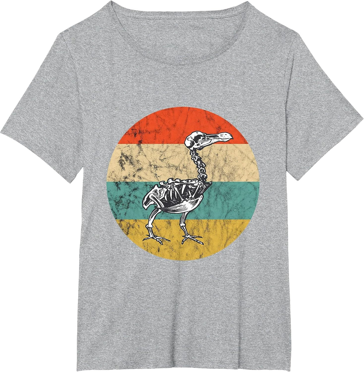 Dodo Bird Dronte Bird Vintage Retro Sunset Skeleton T-Shirt - Heather Grey