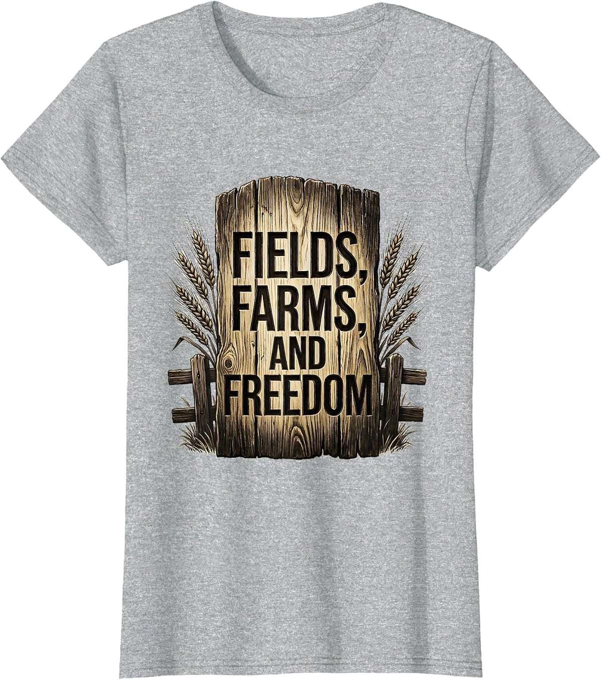 Fields Farms and Freedom Country Life Design T-Shirt - Heather Grey