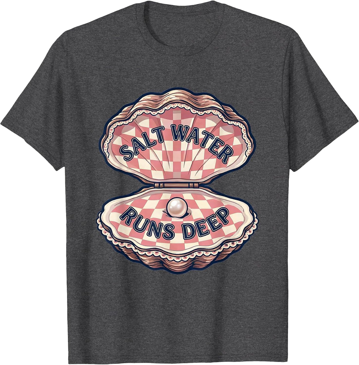 Salt Water Runs Deep Ocean Lover Design T-Shirt - Dark Heather Grey