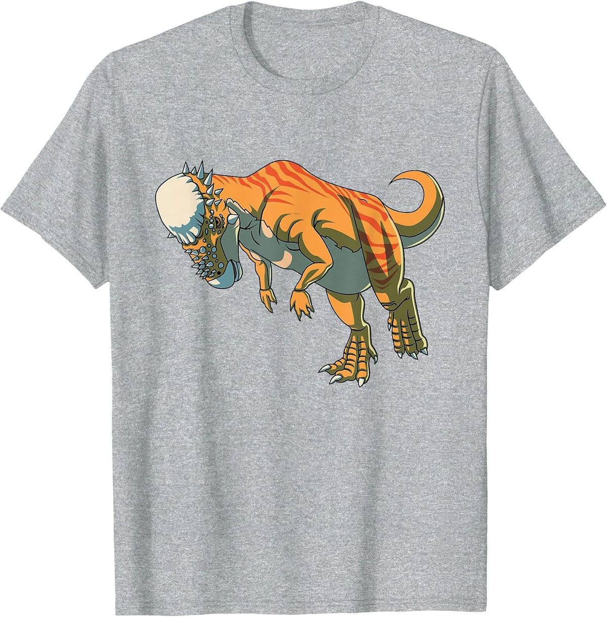 Realistic Pachycephalosaurus Dinosaur Prehistoric Art T-Shirt - Heather Grey