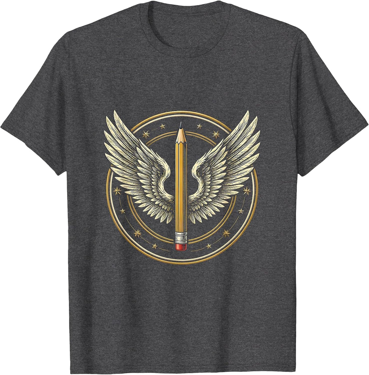 Men's Special Education Teacher Winged Pencil Soaring Art T-Shirt - Dark Heather Grey