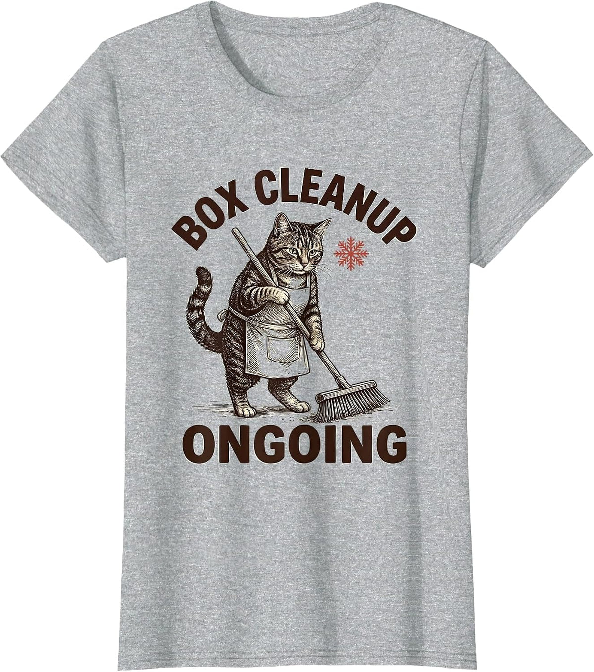 Box Cleanup Ongoing Funny Cat Lover Christmas Grumpy Humor T-Shirt - Heather Grey