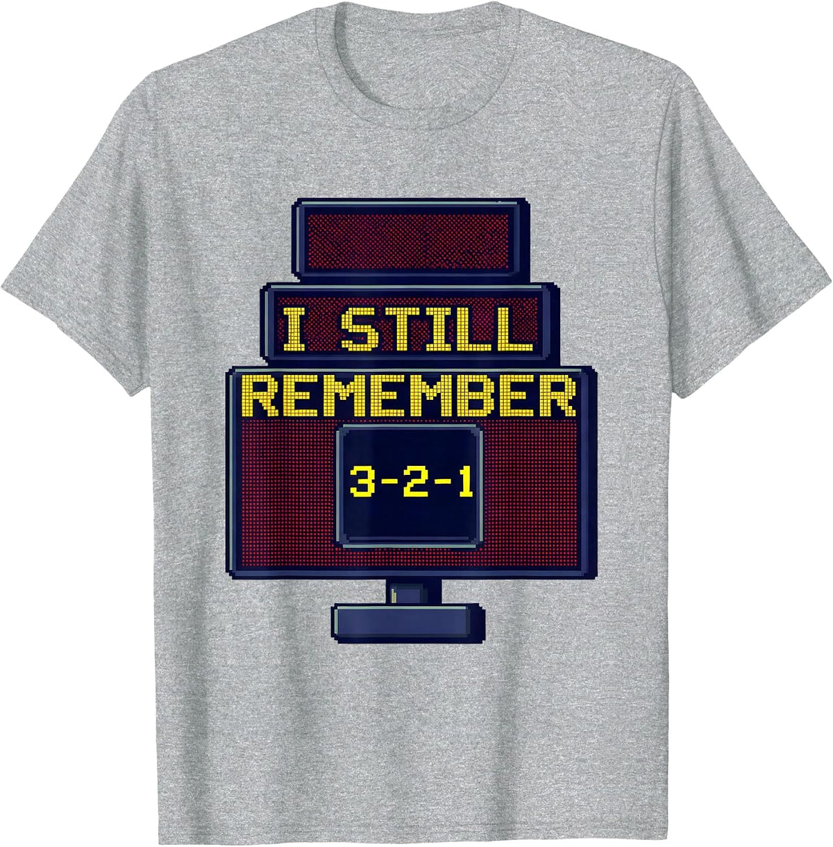 Men's I Still Remember 3-2-1 Pixel Art 80s Nostalgia Gift T-Shirt - Heather Grey