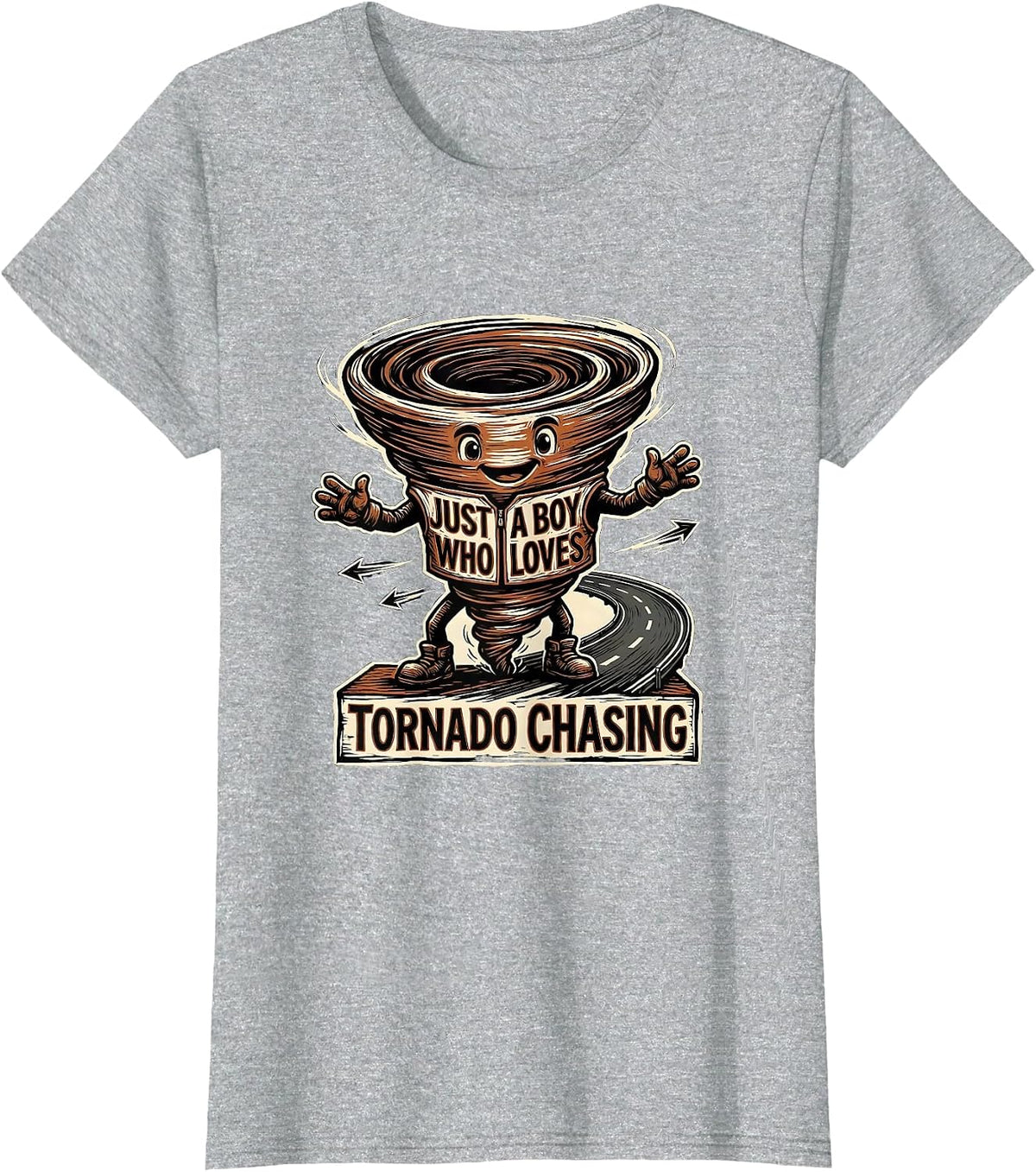 Just A Boy Who Loves Tornado Chasing Funny Storm Chaser T-Shirt - Heather Grey