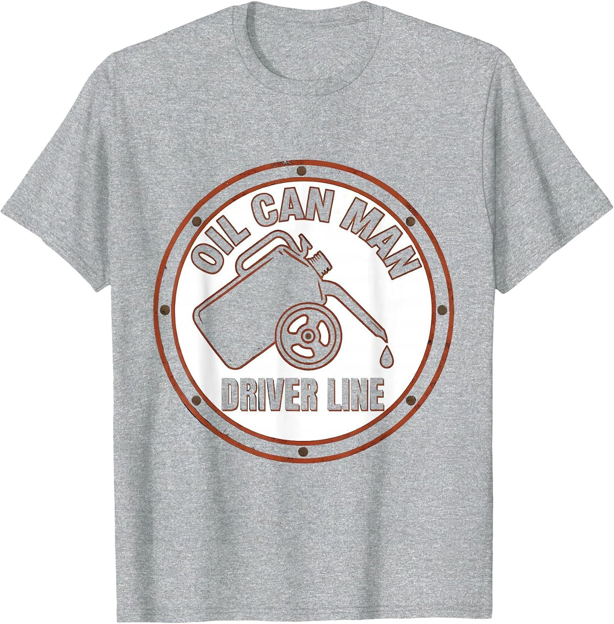 Men's Oil Can Man Driver Line Vintage Steam Locomotive Train T-Shirt - Heather Grey