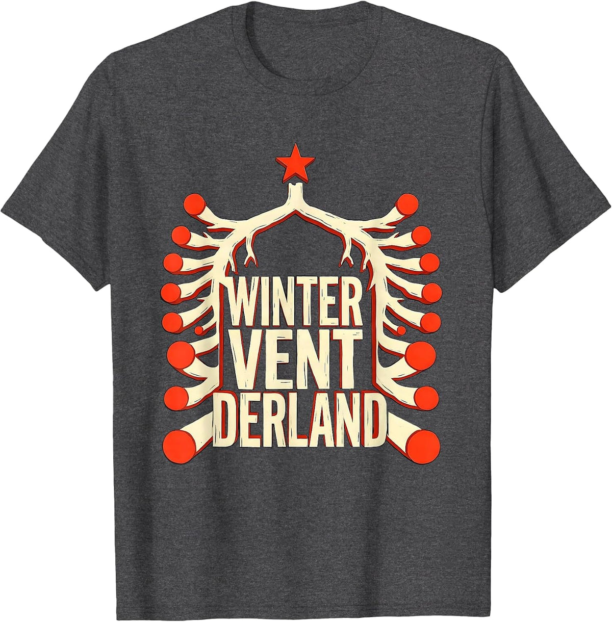 Winter Ventderland Stencil Graphic Respiratory Therapist T-Shirt - Dark Heather Grey
