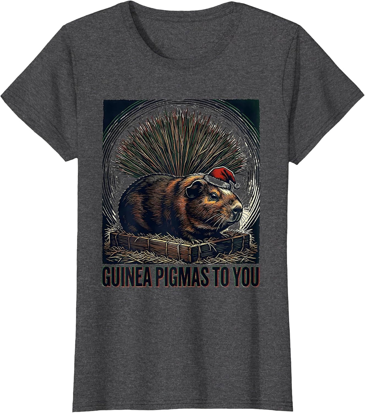 Women's Guinea Pigmas To You Funny Guinea Pig Owner Christmas T-Shirt - Dark Heather Grey