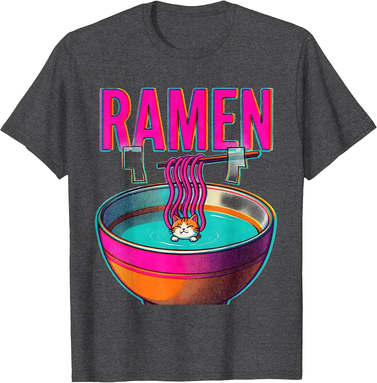 Men's RAMEN Kawaii Anime Cat Funny Japanese Ramen Lover Gift T-Shirt - Dark Heather Grey