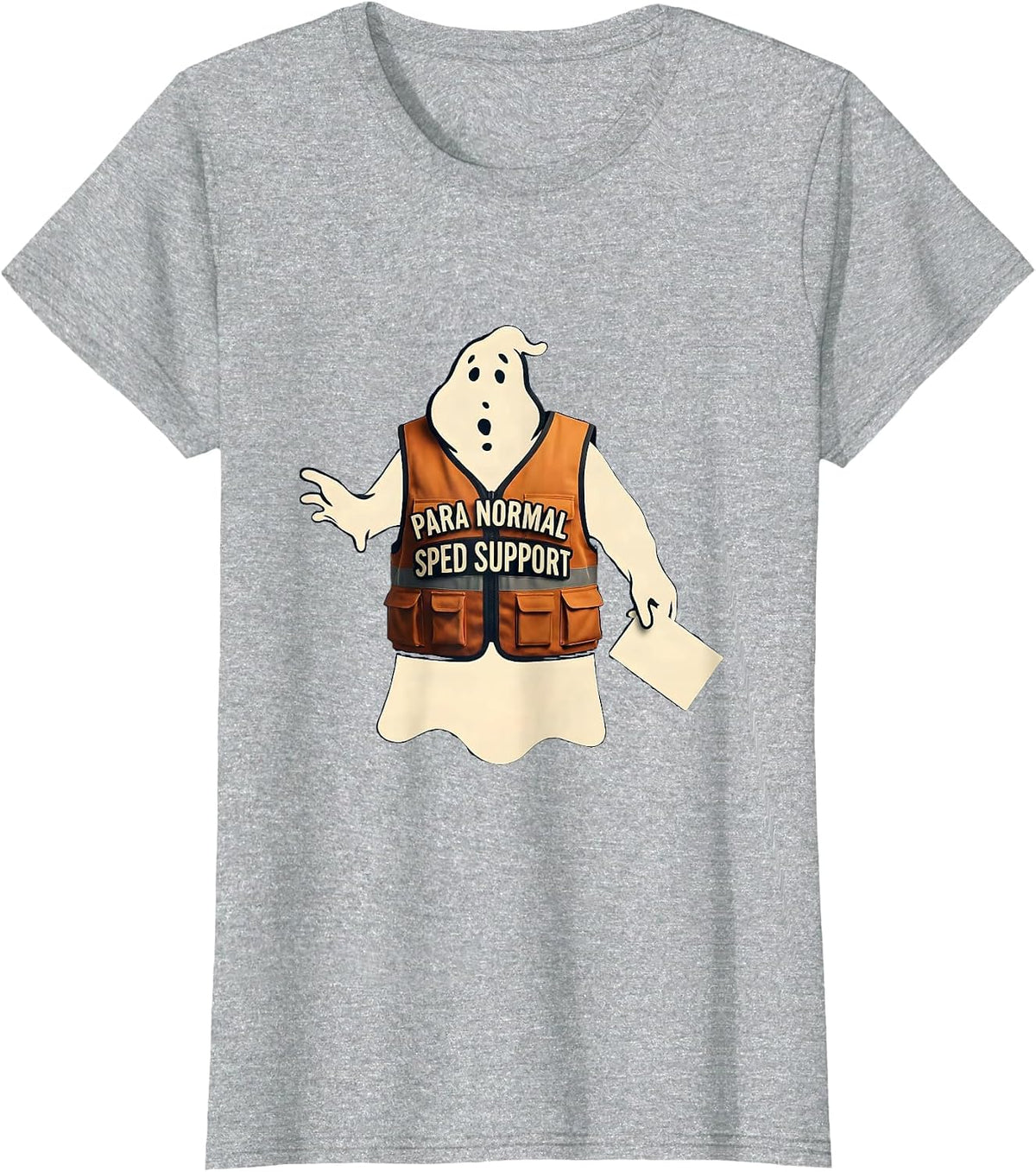 Women's Para Normal SPED Support Funny Ghost Paraprofessional T-Shirt - Heather Grey