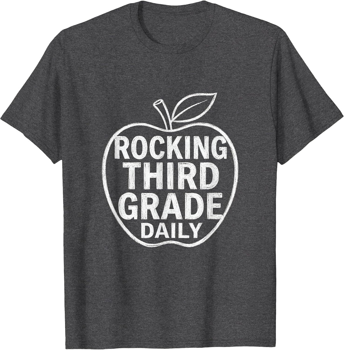 Rocking Third Grade Daily Teacher Design T-Shirt - Dark Heather Grey