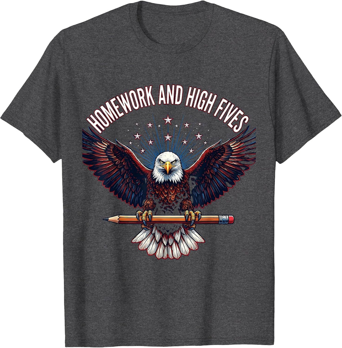 Homework and High Fives Third Grade Teacher T-Shirt - Dark Heather Grey