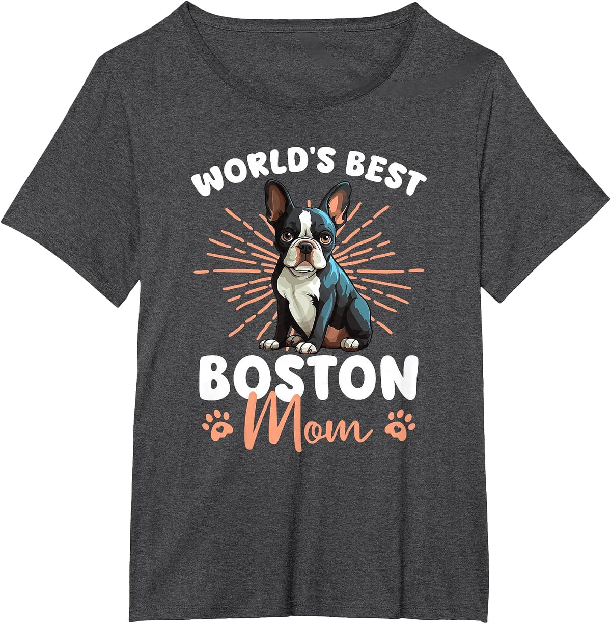 Boston Terrier Groovy World's Best Boston Mom T-Shirt - Dark Heather Grey