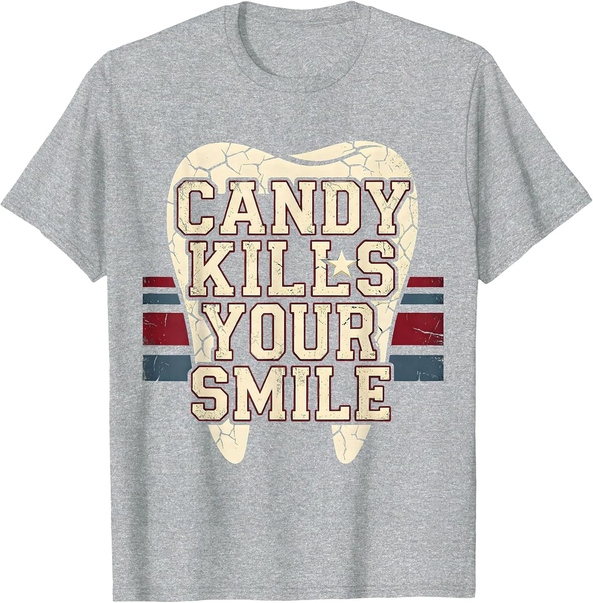 Men's Candy Kills Your Smile Dental Halloween Design T-Shirt - Heather Grey