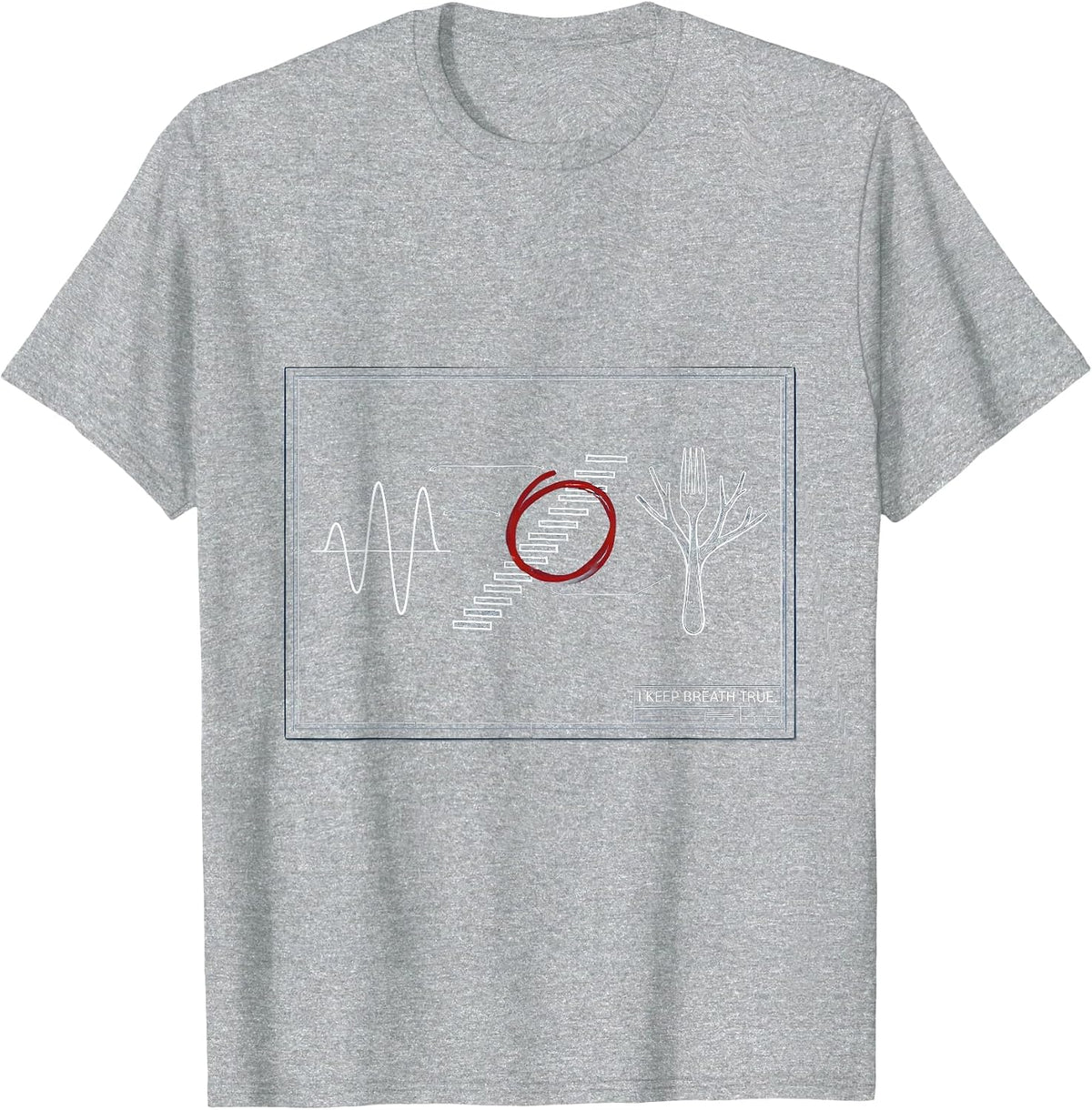Men's I Keep Breath True Technical Blueprint Respiratory Therapist T-Shirt - Heather Grey