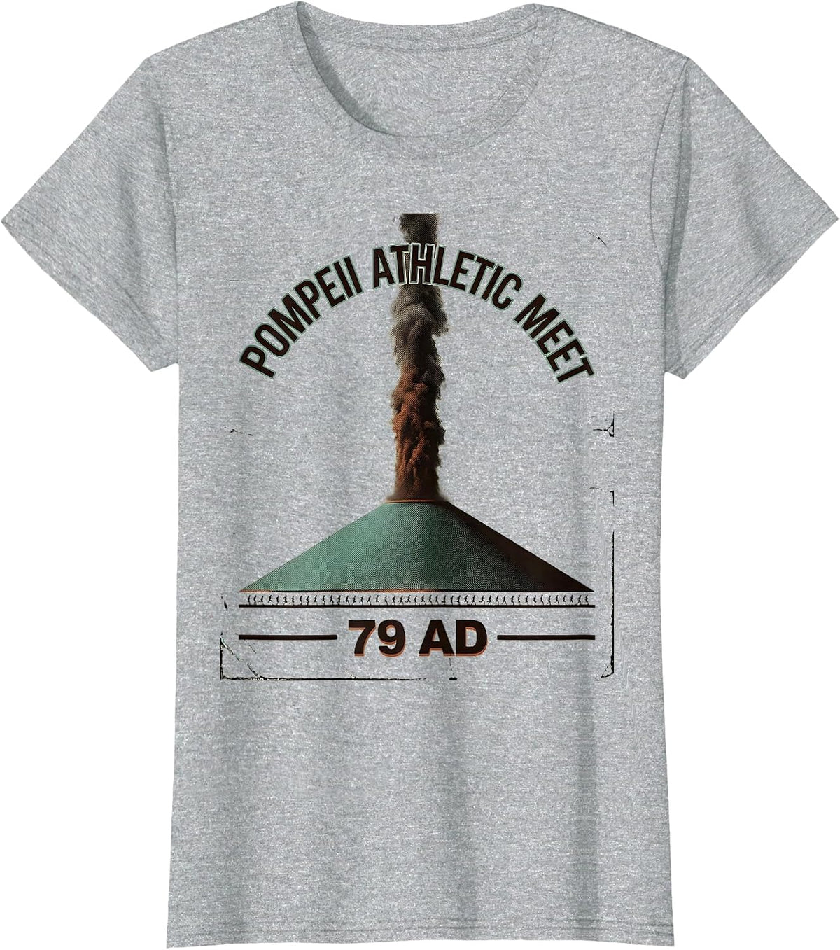 Women's Pompeii Athletic Meet 79 AD Vintage History Volcano Humor T-Shirt - Heather Grey