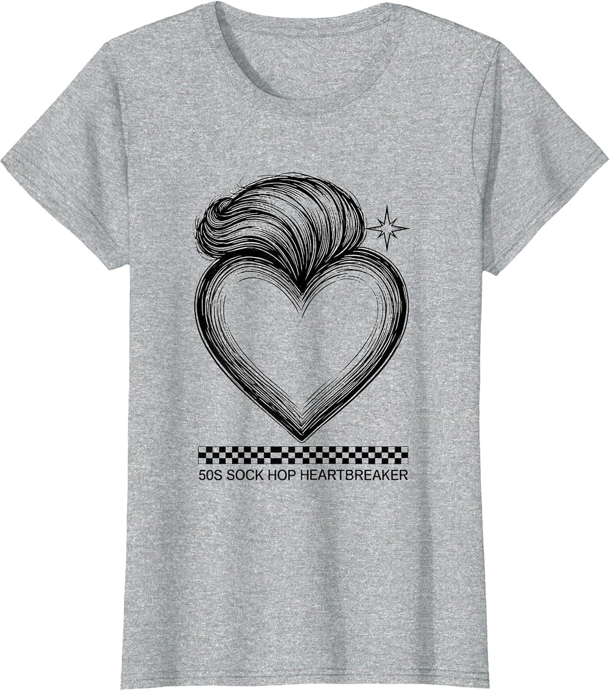 50s Sock Hop Heartbreaker Retro Vintage Rockabilly Greaser T-Shirt - Heather Grey
