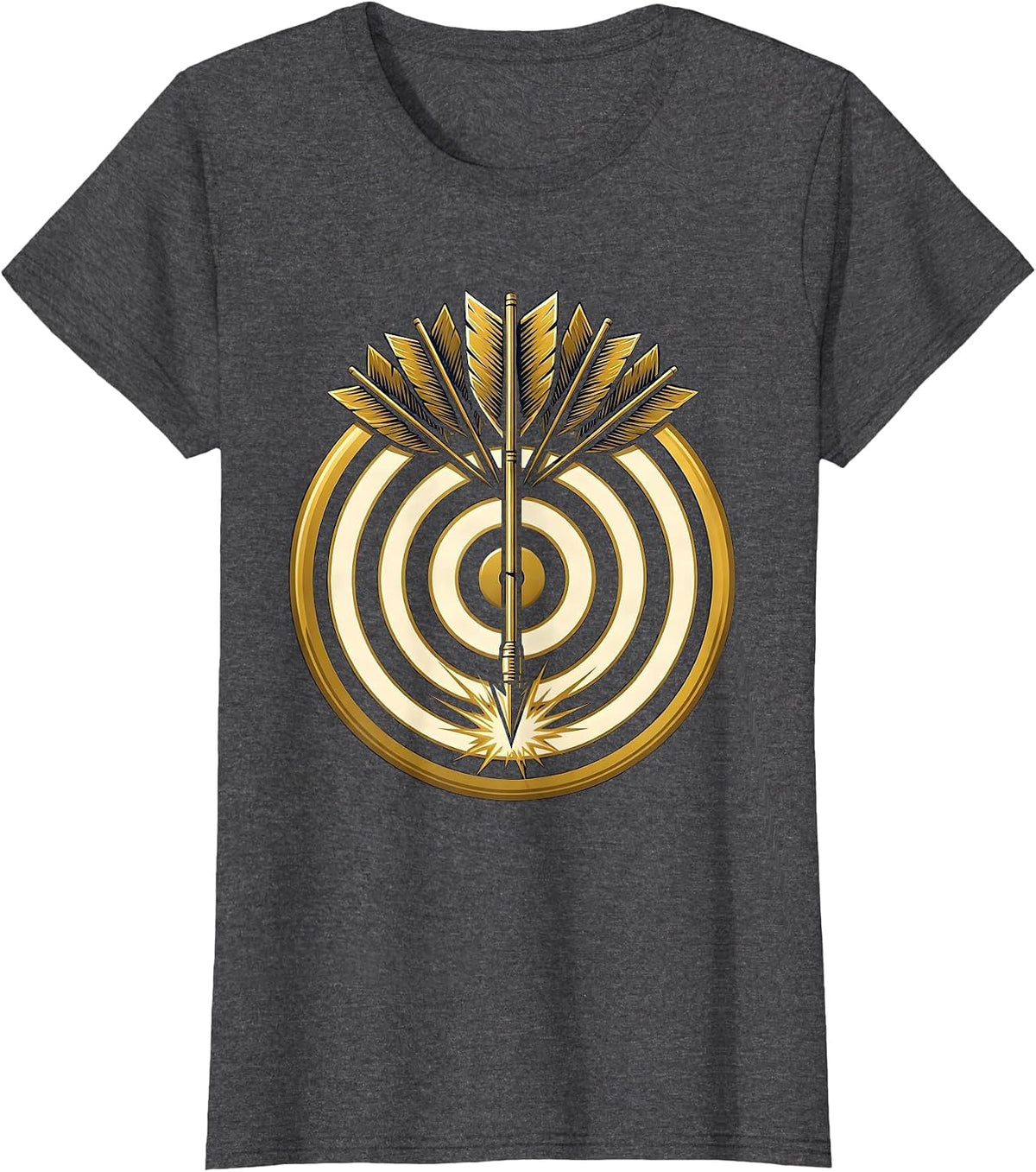 Women's Seven-Feathered Arrow Bullseye Archery Graphic T-Shirt - Dark Heather Grey