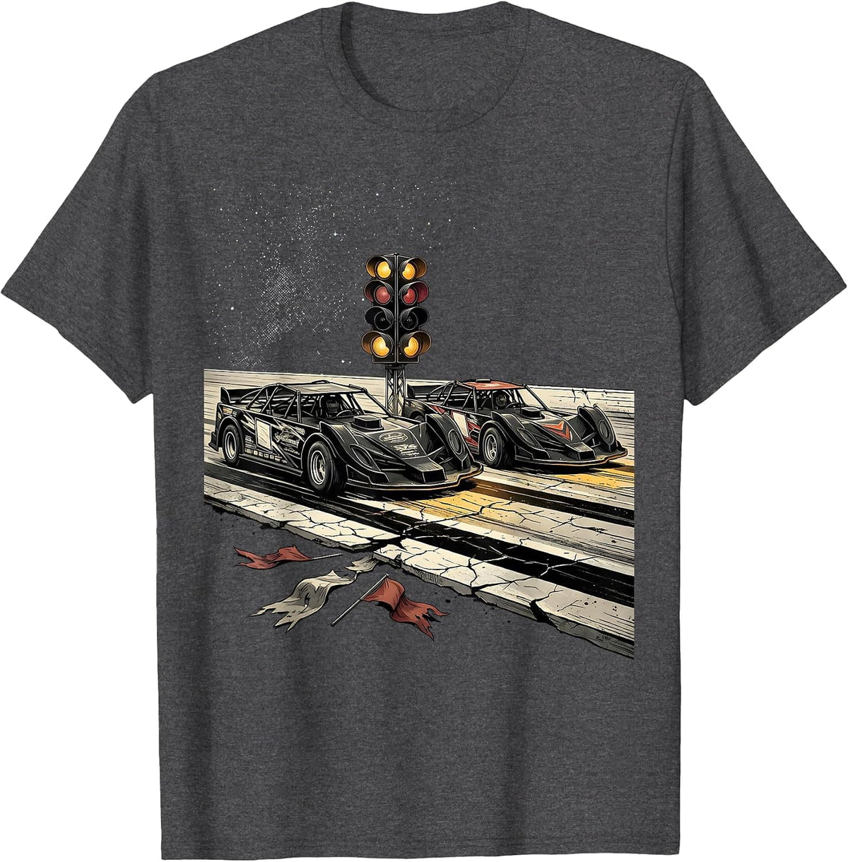Men's Sprint Cars Patriotic RC Racer American Flag Hobbyist T-Shirt - Dark Heather Grey