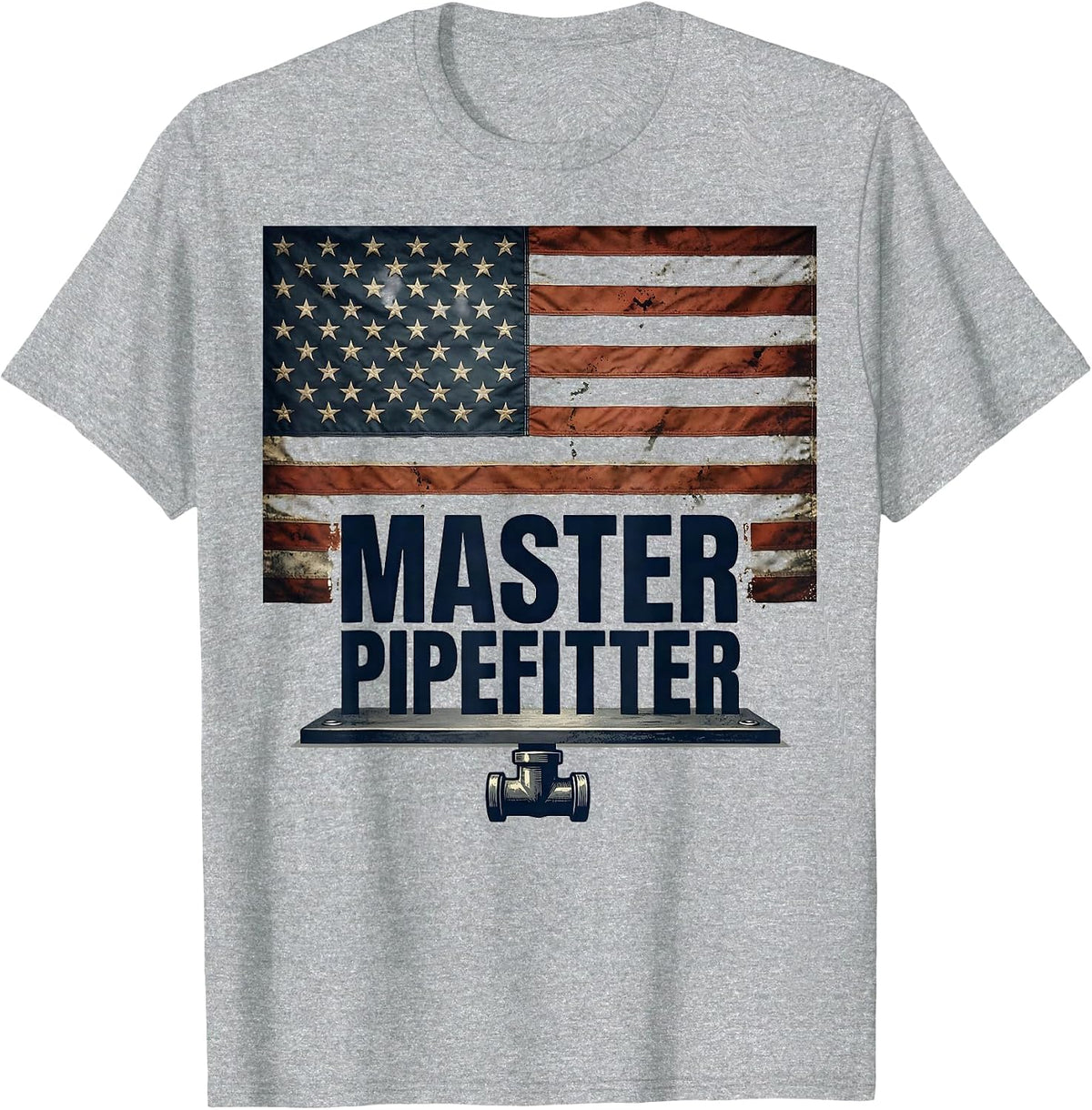 Men's Master Pipefitter Bold Condensed Patriotic Trade Identity T-Shirt - Heather Grey
