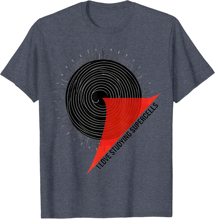 I Love Studying Supercells Weather Enthusiast Storm Chaser T-Shirt - Heather Blue