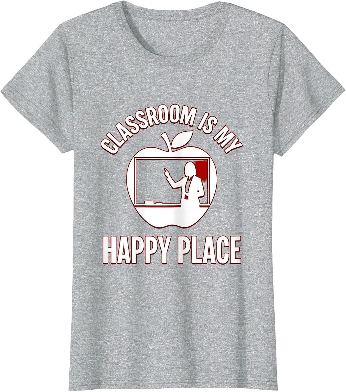 Classroom Is My Happy Place 1st Grade Teacher T-Shirt - Heather Grey