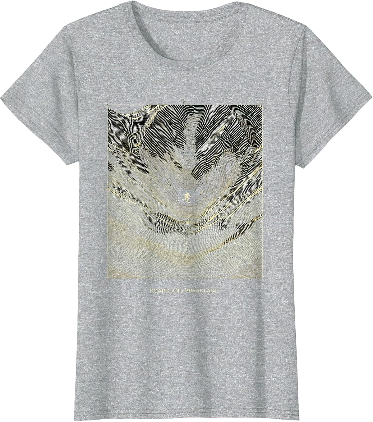 Board And Breakfast Topographic Contour Snowboarder Humor T-Shirt - Heather Grey