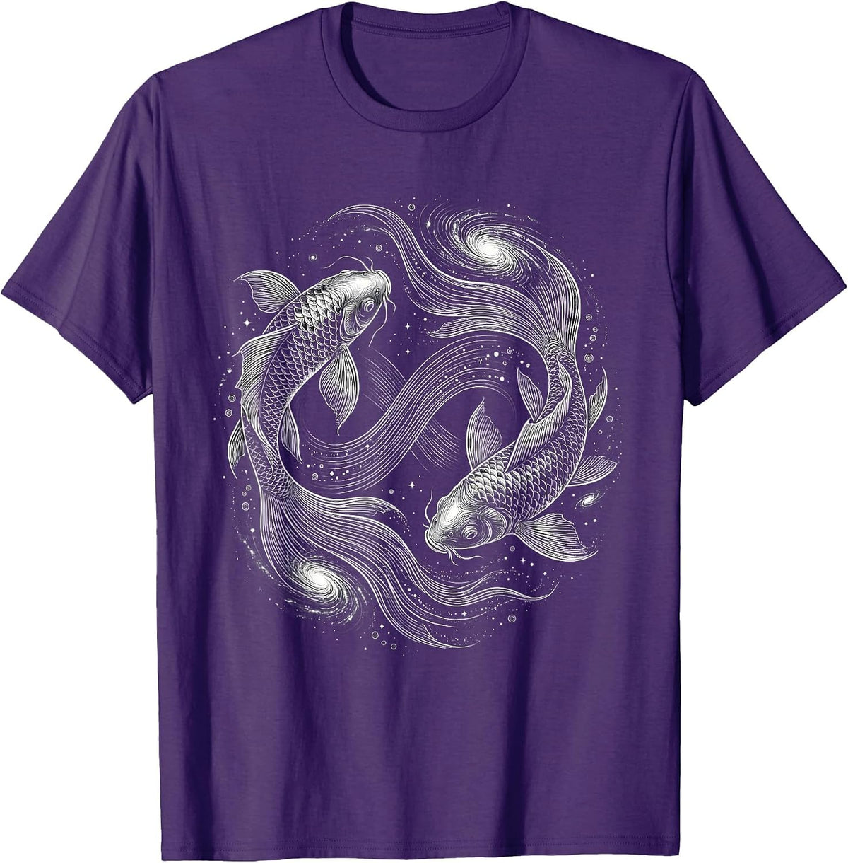 Autism Awareness Koi Fish Galaxy Swirl Design T-Shirt - Purple