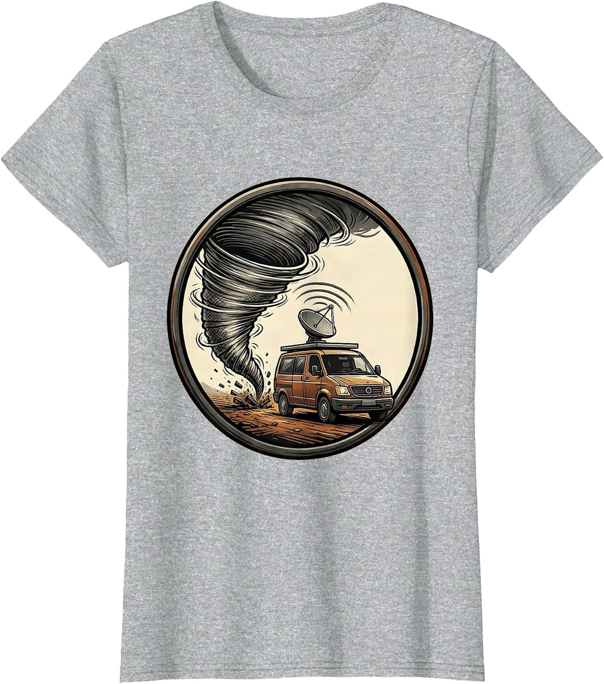 Weather Van Tornado Chaser Storm Meteorology Humor T-Shirt - Heather Grey