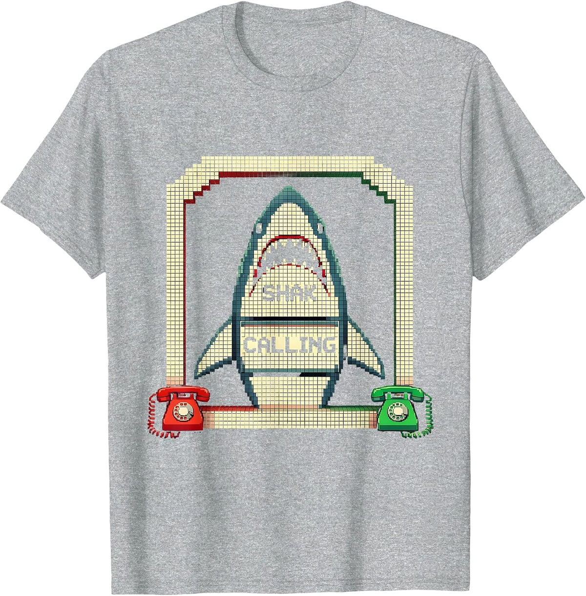 Men's Shak Calling Pixel Art Absurdist Internet Meme Humor T-Shirt - Heather Grey
