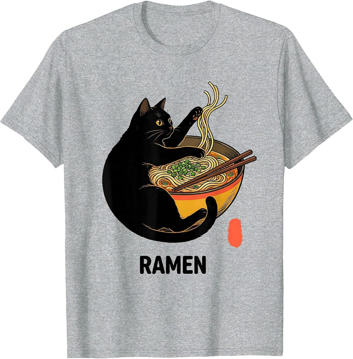 Men's RAMEN Bold Kawaii Anime Cat Ramen Lover Gift T-Shirt - Heather Grey
