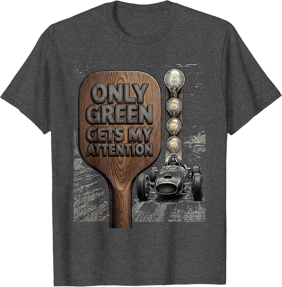 Only Green Gets My Attention Funny RC Car Racing Enthusiast T-Shirt - Dark Heather Grey