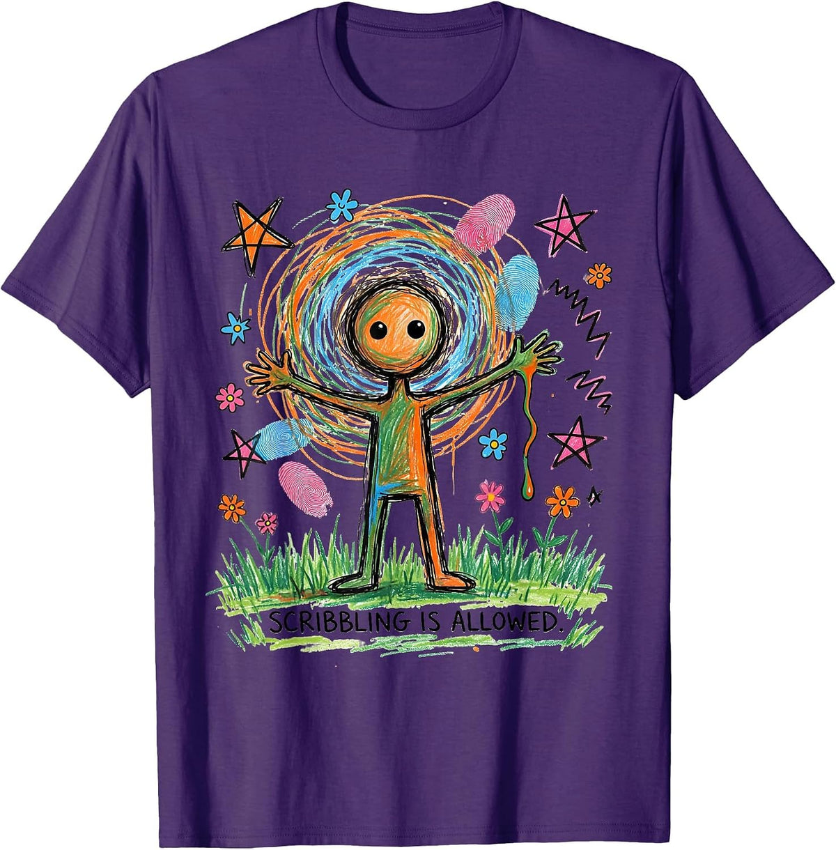 Men's Scribbling Is Allowed Funny Art Teacher Back To School T-Shirt - Purple