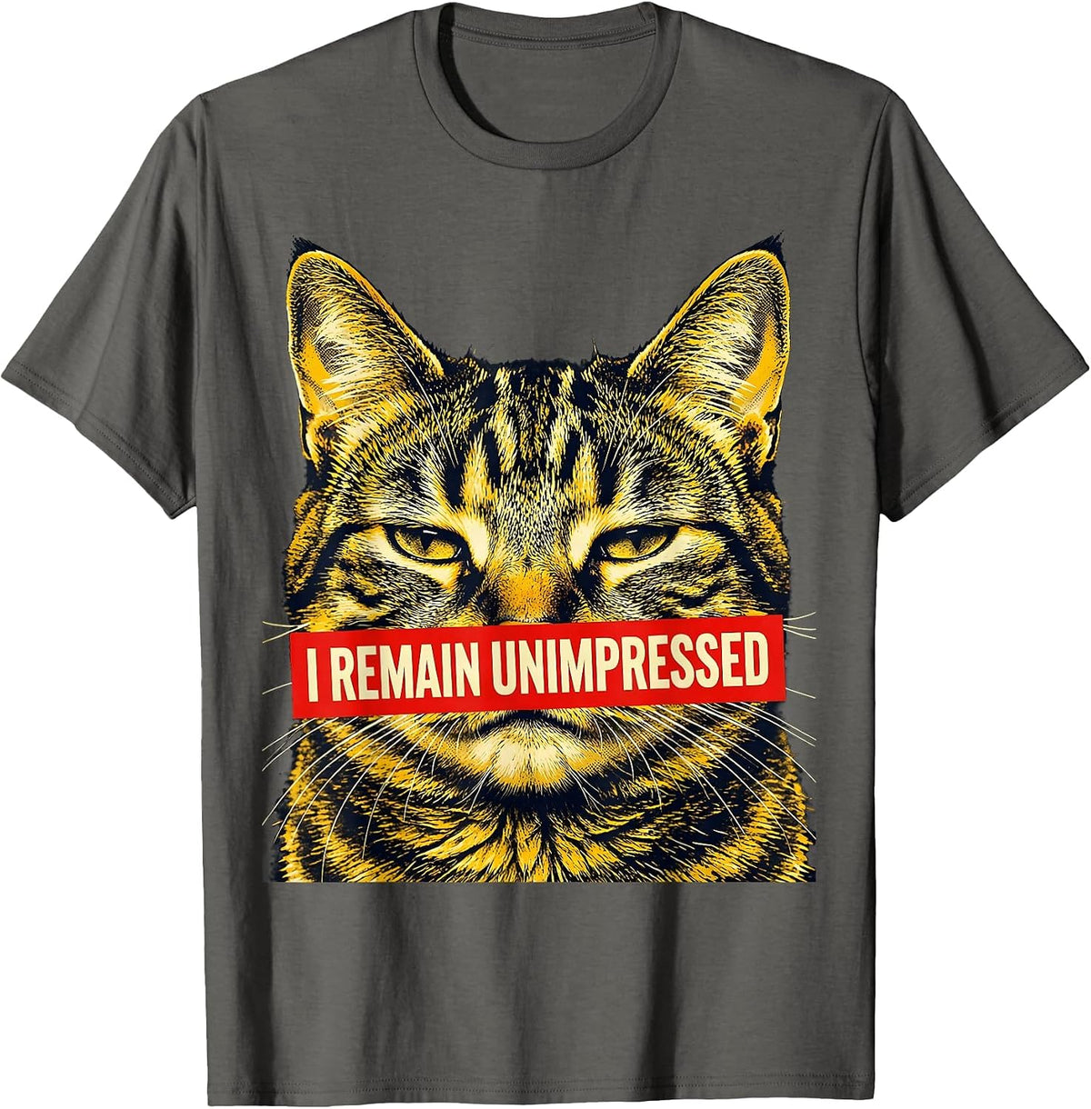 Men's I Remain Unimpressed Funny Cat Meme Lover Humor Cat Owner T-Shirt - Asphalt Grey
