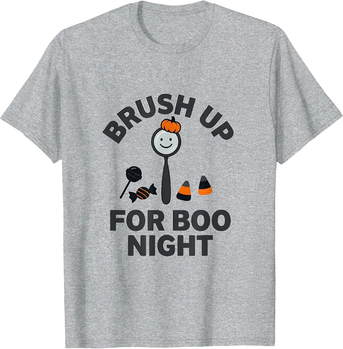 Men's Brush Up For Boo Night Playful Dental Humor Halloween T-Shirt - Heather Grey