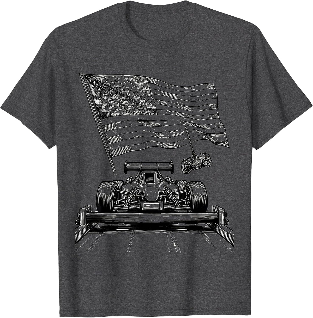 Men's RC Drag Buggy Patriotic Racing Fan Gift T-Shirt - Dark Heather Grey