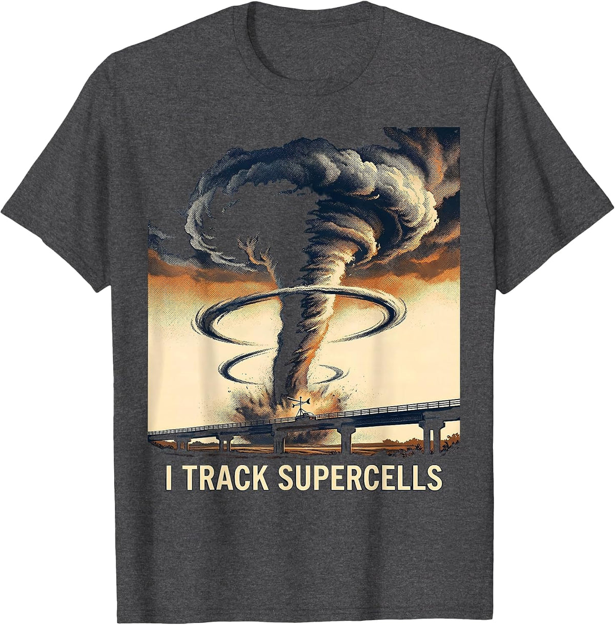 Men's I Track Supercells Vintage Storm Chaser Meteorology T-Shirt - Dark Heather Grey