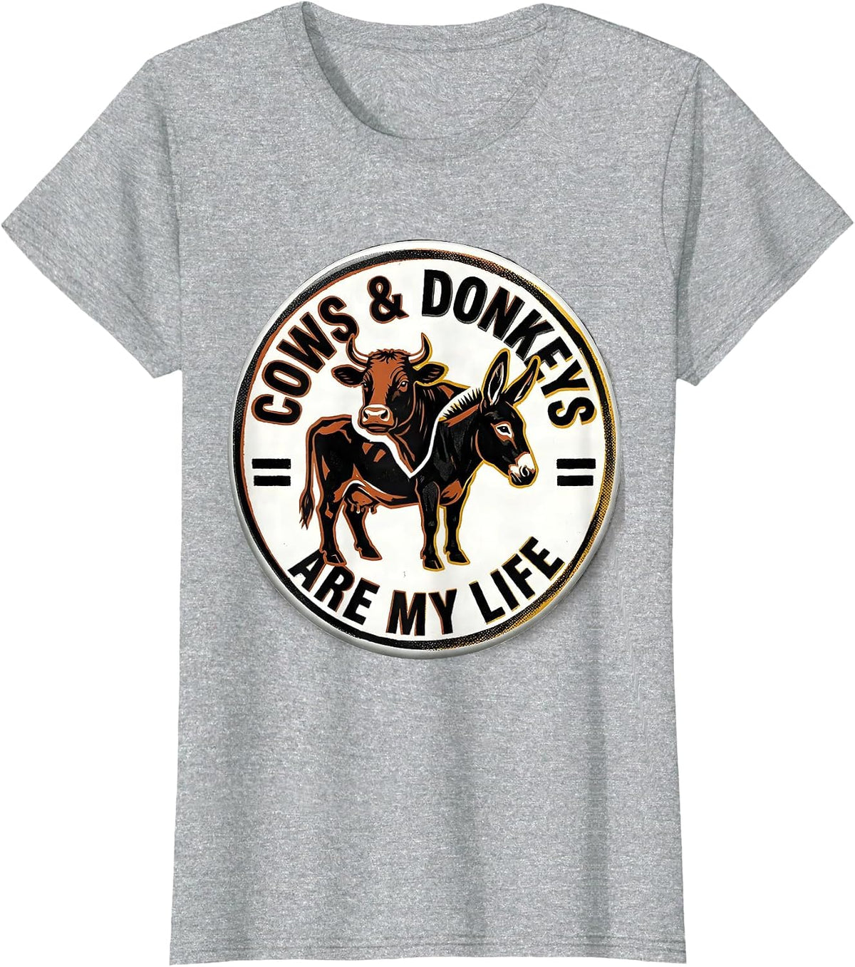Cows & Donkeys Are My Life Funny Farm Animal Humor T-Shirt - Heather Grey