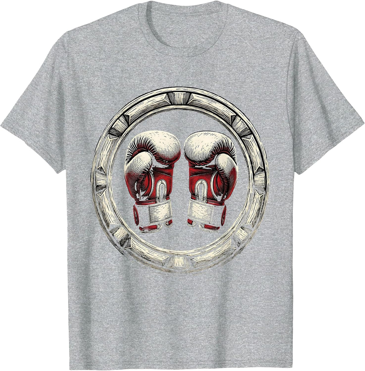 Men's Boxer Gloves Victory Stance Fighting Champion T-Shirt - Heather Grey
