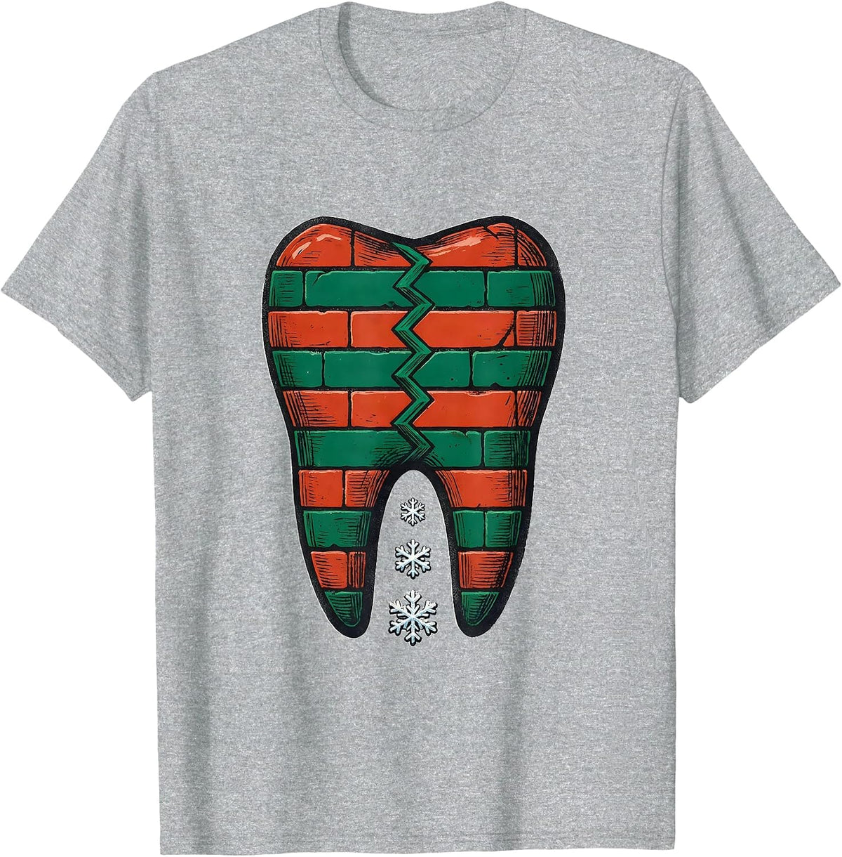 Men's Blunt Tooth Dental Humor Christmas Dental Squad Crew T-Shirt - Heather Grey