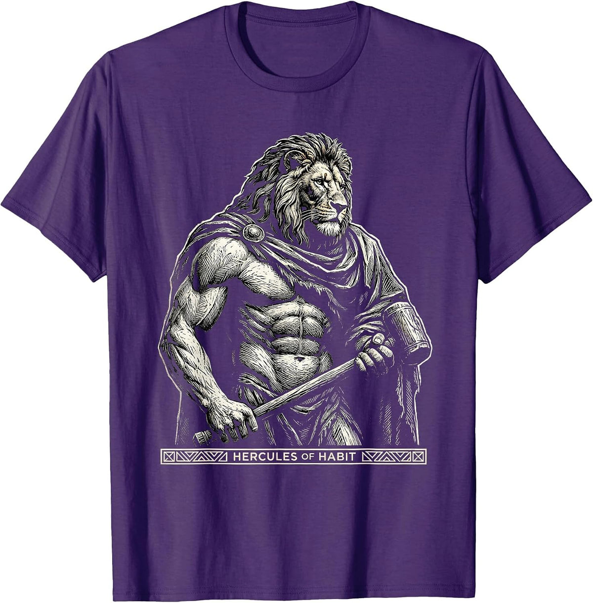 Men's Hercules Of Habit Funny Greek Mythology Gods Pun Parody T-Shirt - Purple