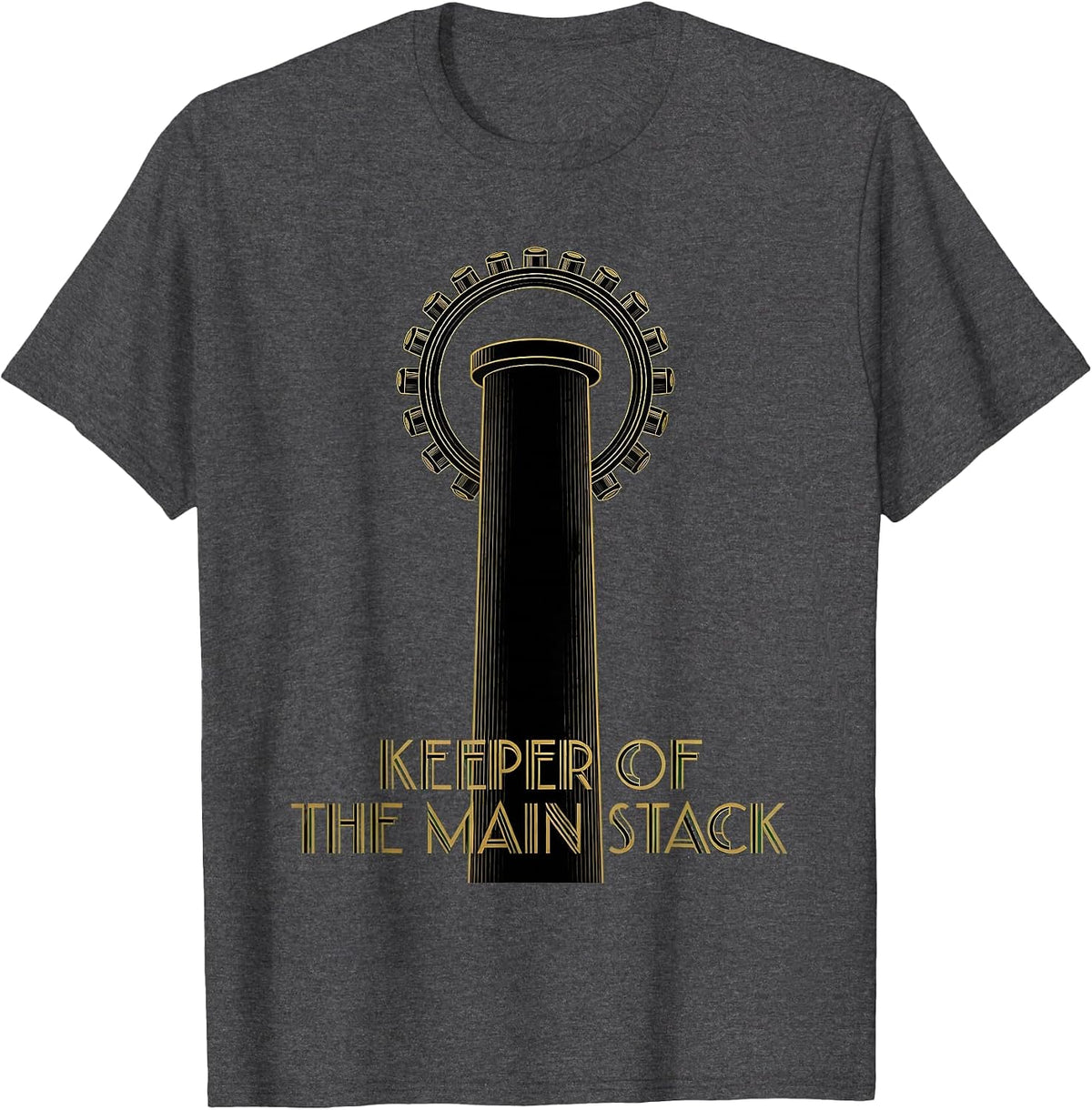 Keeper Of The Main Stack Art Deco Funny Plumber Pipefitter T-Shirt - Dark Heather Grey
