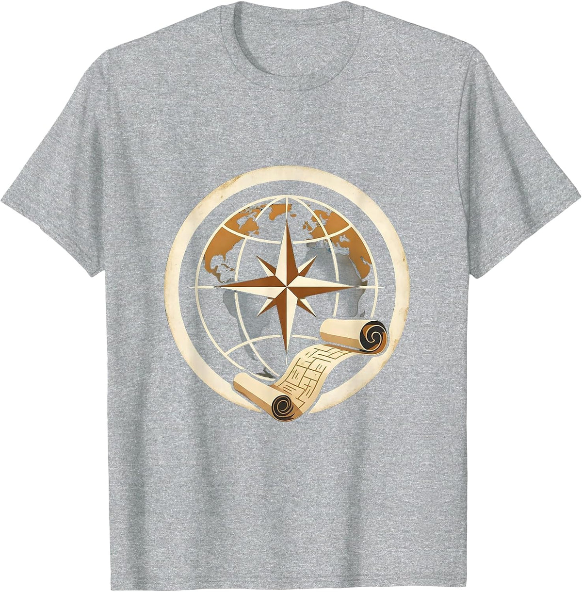 Men's Vintage Globe Compass and Map Teacher Design T-Shirt - Heather Grey