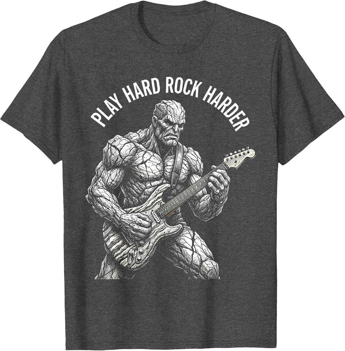 Play Hard Rock Harder Men's Rock Music Design T-Shirt - Dark Heather Grey
