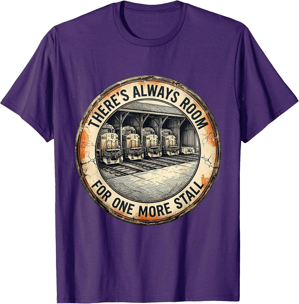 There's Always Room For One More Stall Funny Train T-Shirt - Purple