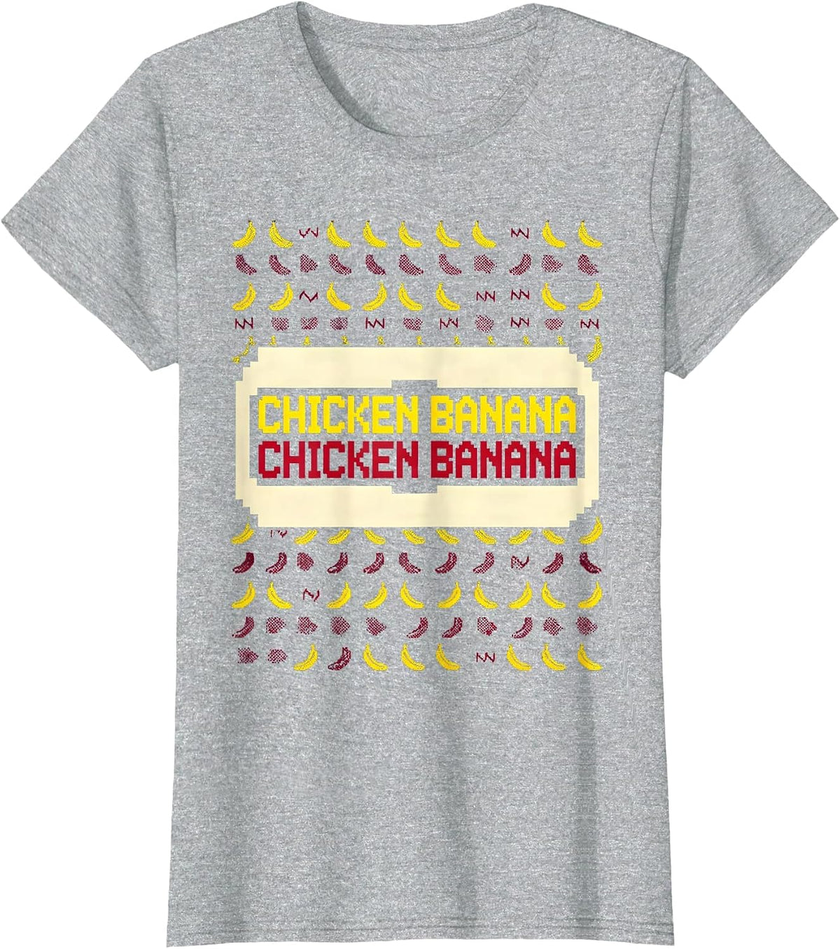 Chicken Banana Chicken Banana Funny Pixel Art Kids Meme T-Shirt - Heather Grey